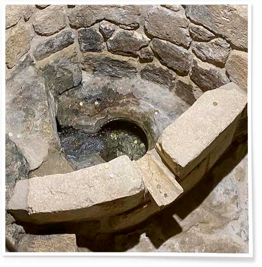 Top view of the Mary's Well with Holy Water at the Church of Annunciation in Nazareth.