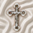 Budded crucifix made olive wood, with white mother of pearl and the Four sacred elements.