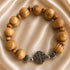 Olive Wood Stretch Bracelet with Jerusalem Cross