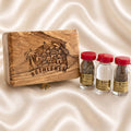 Blessed Holy Water, incense, and Bethlehem Holy Soil in Handcrafted Olive Wood Box