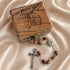 Olive Wood Rosary with Holy Soil & Piece of Holy Land Box
