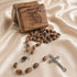 Olive Wood Rosary with Holy Soil & Piece of Holy Land Box