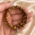 Olive Wood Wrap Bracelet with Bronze-Tone Beads & Cross