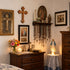 Olive wood budded cross with Jerusalem holy soil, product view 3