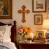 Olive wood budded cross with Jerusalem holy soil, product view 4