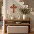 Olive wood budded cross with Jerusalem holy soil, product view 5