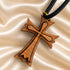 Olive Wood Byzantine Cross Necklace from the Holy Land