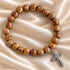 Olive Wood Christian Bracelet with Decorative Cross Charm