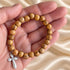 Olive Wood Christian Bracelet with Decorative Cross Charm
