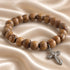 Olive Wood Christian Bracelet with Decorative Cross Charm