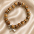 Olive Wood Bracelet with Crystal Spacers & Engraved Crucifix