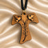 Olive Wood Tau Cross Necklace with Doves & Olive Branch