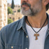 Olive Wood Tau Cross Necklace with Doves & Olive Branch
