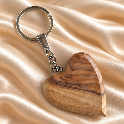 Handmade Olive Wood Heart Keyholder from the Holy Land