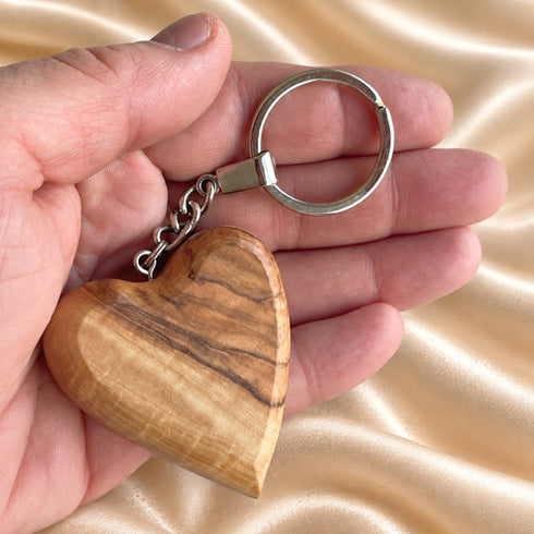 Handmade Olive Wood Heart Keyholder from the Holy Land