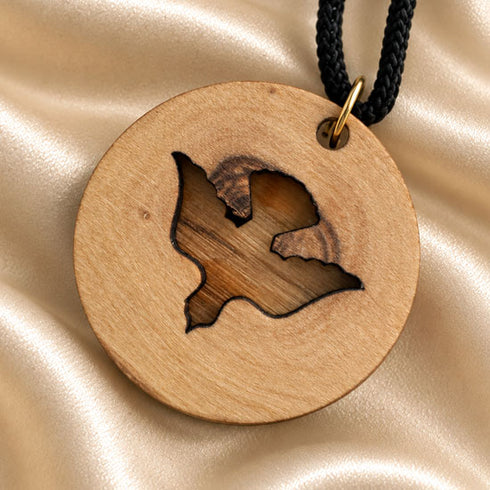 Olive Wood Holy Spirit Dove Medallion Necklace