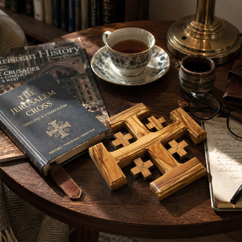 Handmade Olive Wood Jerusalem Cross from the Holy Land
