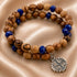 Jerusalem Cross Bracelet with Olive Wood & Blue Crystal