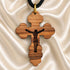 Olive-wood cross pendant necklace with black cord and gold-toned clasp