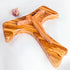A handmade olive wood tau cross, also known as Saint Anthony's Cross, with modern crucifix design displayed on a white background.