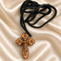 Olive Wood Three-Bar Orthodox Cross Necklace from Bethlehem
