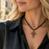 Olive Wood Three-Bar Orthodox Cross Necklace from Bethlehem