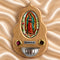 Our Lady of Guadalupe olive wood holy water font with devotional image and small water basin