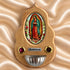 Our Lady of Guadalupe olive wood holy water font with devotional image and small water basin