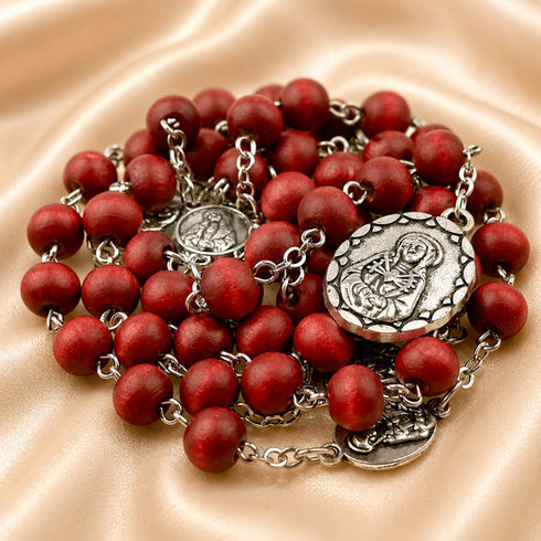 Our Lady of Sorrows Chaplet — Rose-Scented Red Wood Beads