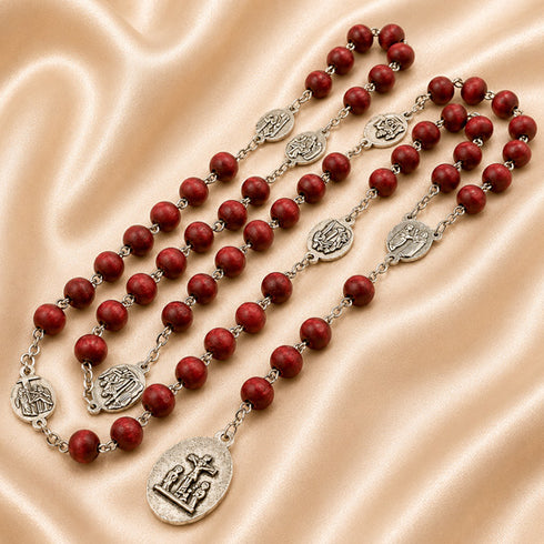 Our Lady of Sorrows Chaplet — Rose-Scented Red Wood Beads