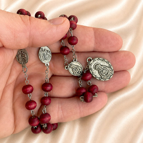 Our Lady of Sorrows Chaplet — Rose-Scented Red Wood Beads