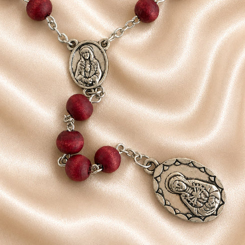 Our Lady of Sorrows Chaplet — Rose-Scented Red Wood Beads