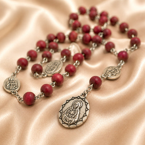 Our Lady of Sorrows Chaplet — Rose-Scented Red Wood Beads