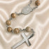 St. Benedict rosary with picture Jasper bead strands and silver-tone crucifix pendant