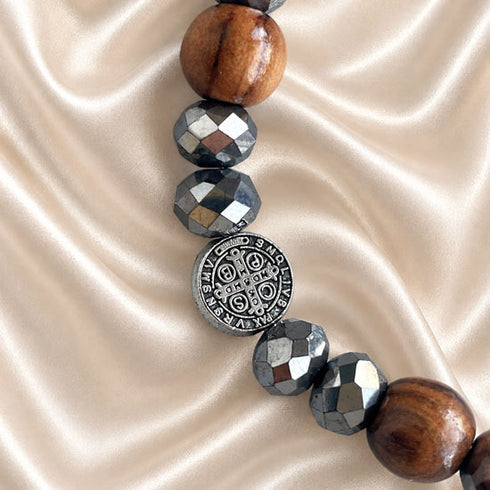 Saint Benedict Olive Wood Bracelet for Men