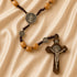 Holy Land Olive Wood Rosary with St. Benedict Wooden Crucifix