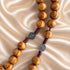 Detailed olive wood rosary with Saint Benedict and Miraculous Medal elements