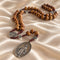 Saint Benedict and Miraculous Medal olive wood rosary with natural wooden beads and crucifix