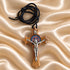 Saint Benedict Olive Wood Crucifix Necklace from the Holy Land