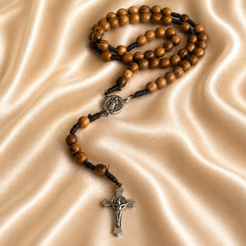 St. Benedict Olive Wood Rosary from the Holy Land