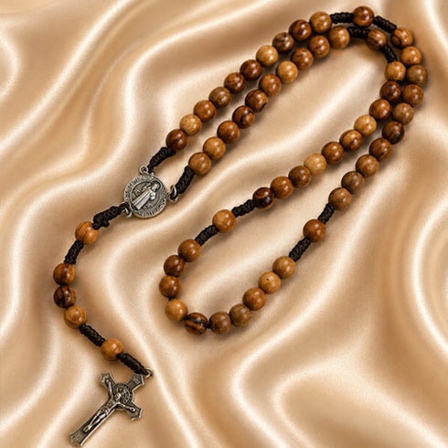 St. Benedict Olive Wood Rosary from the Holy Land
