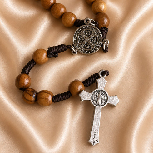 St. Benedict Olive Wood Rosary from the Holy Land