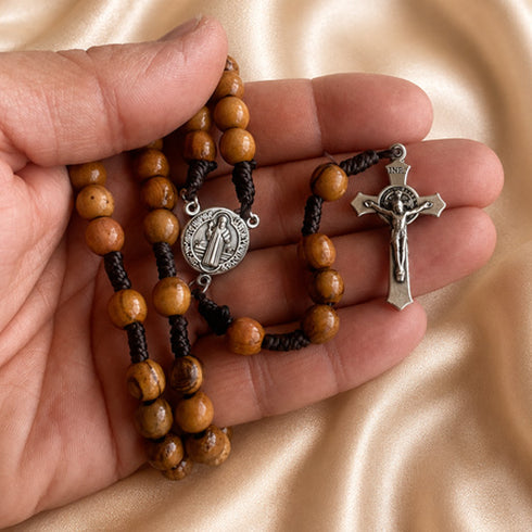 St. Benedict Olive Wood Rosary from the Holy Land