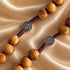 Olive wood Saint Benedict rosary with Crown of Thorns crucifix from an alternate angle