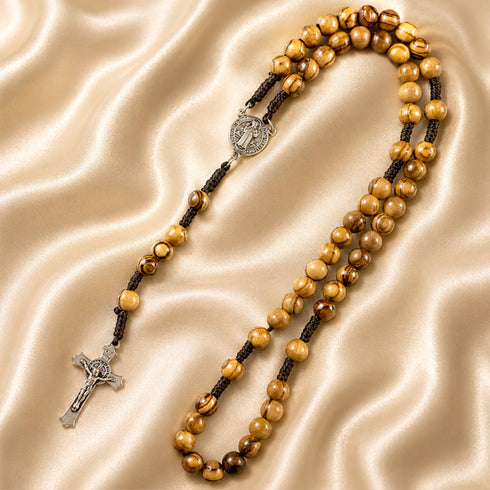 St. Benedict Olive Wood Rosary from the Holy Land