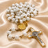 St. Benedict Rosary with White Glass Beads