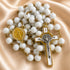 St. Benedict Rosary with White Glass Beads