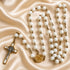 St. Benedict Rosary with White Glass Beads