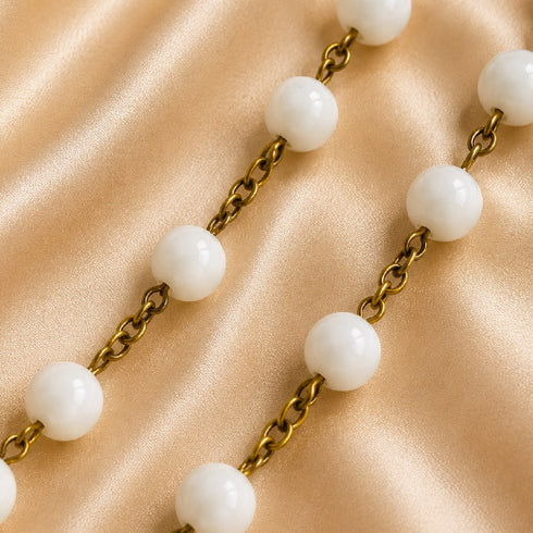 St. Benedict Rosary with White Glass Beads