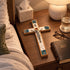 Olive Wood Star of Bethlehem Wall Crucifix with Mother of Pearl